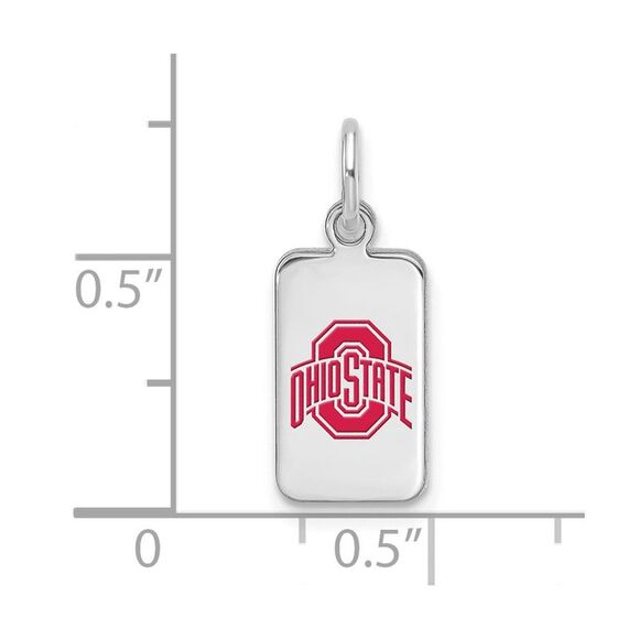 Sterling Silver Rhodium Plated The Ohio State Univ Enamel XS Tag Charm - Picture 4 of 6
